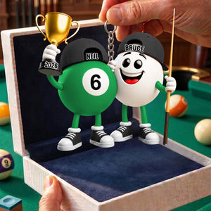 Personalized Custom Name Billiard Couple Keychain – A Fun Gift For Billiard Lovers & Pool Players