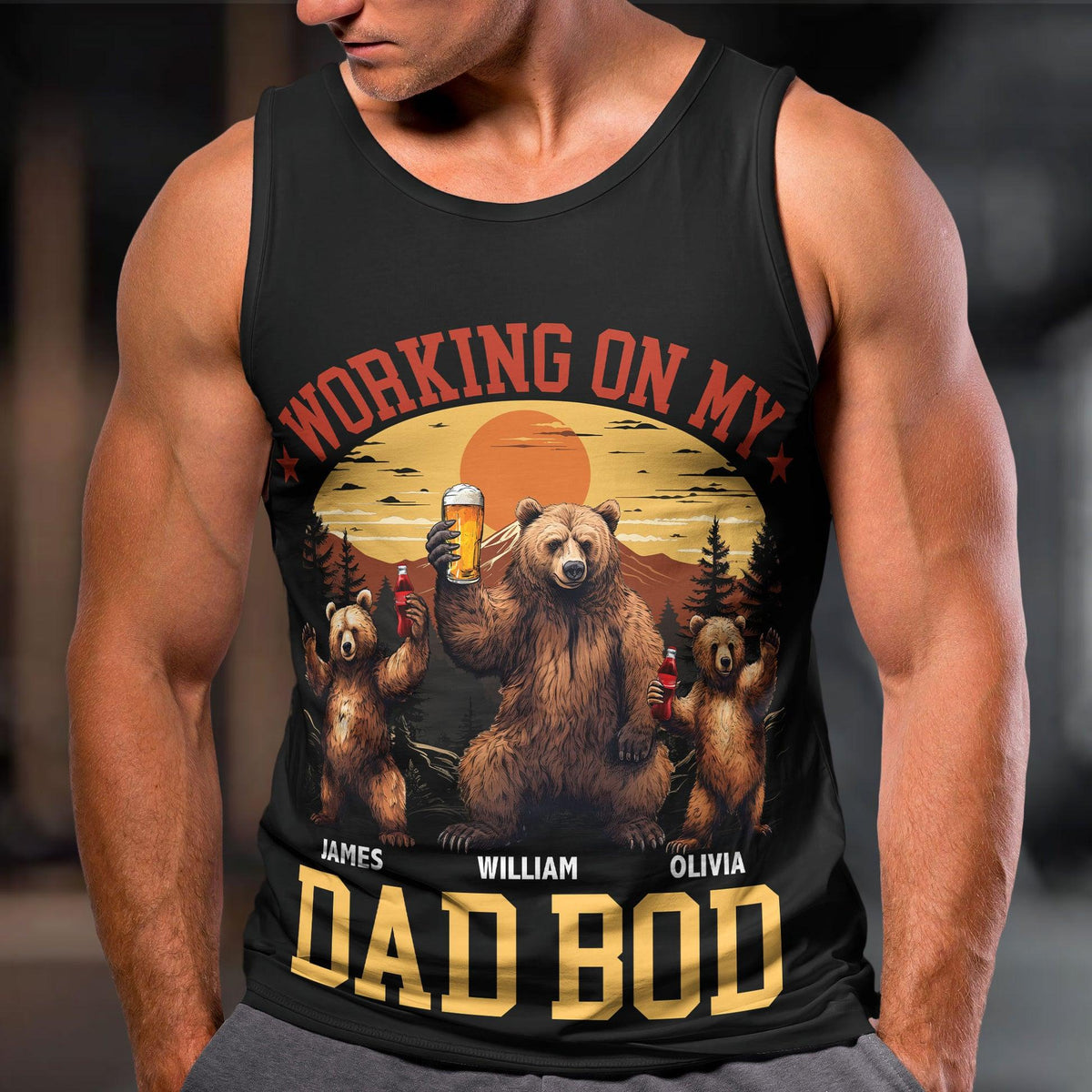 Working On My Dad Bod - Personalized Bear Tank Top For Men