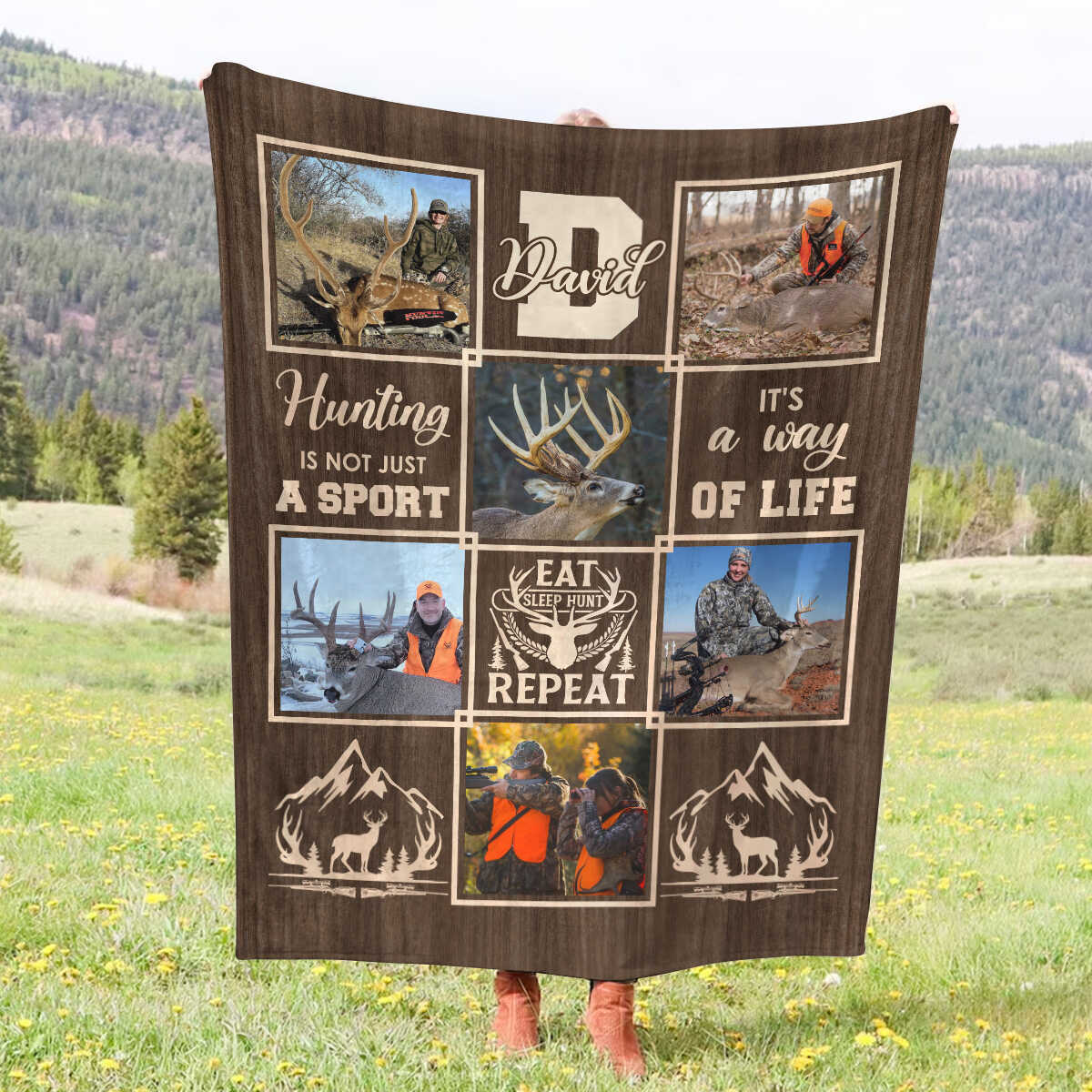 Personalized Deer Hunting Blanket, Hunting Memory Photo Collage, Best Gift For Deer Hunters