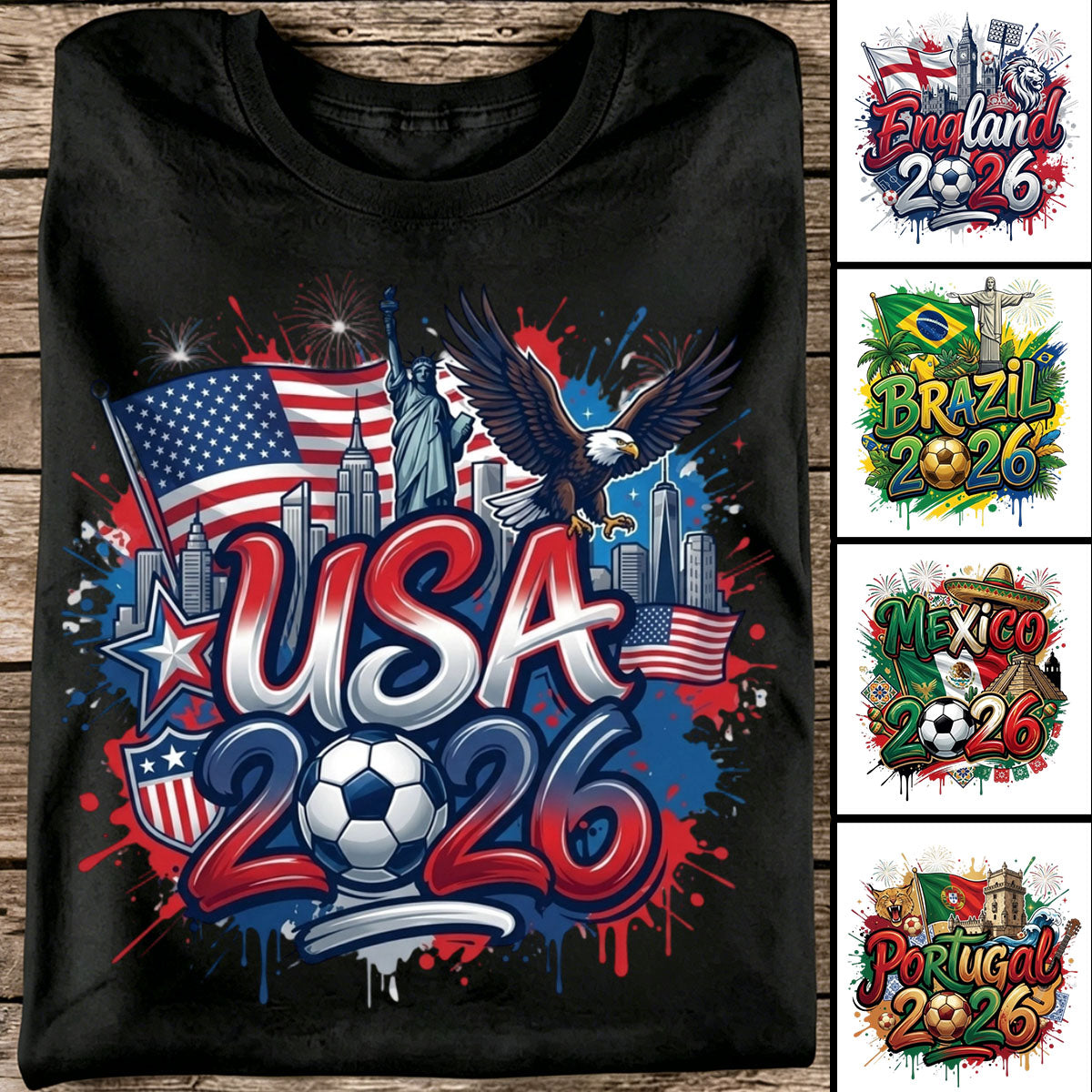Personalized 2026 Soccer Country Cotton T-shirt | Perfect For Fan Events & Tailgates
