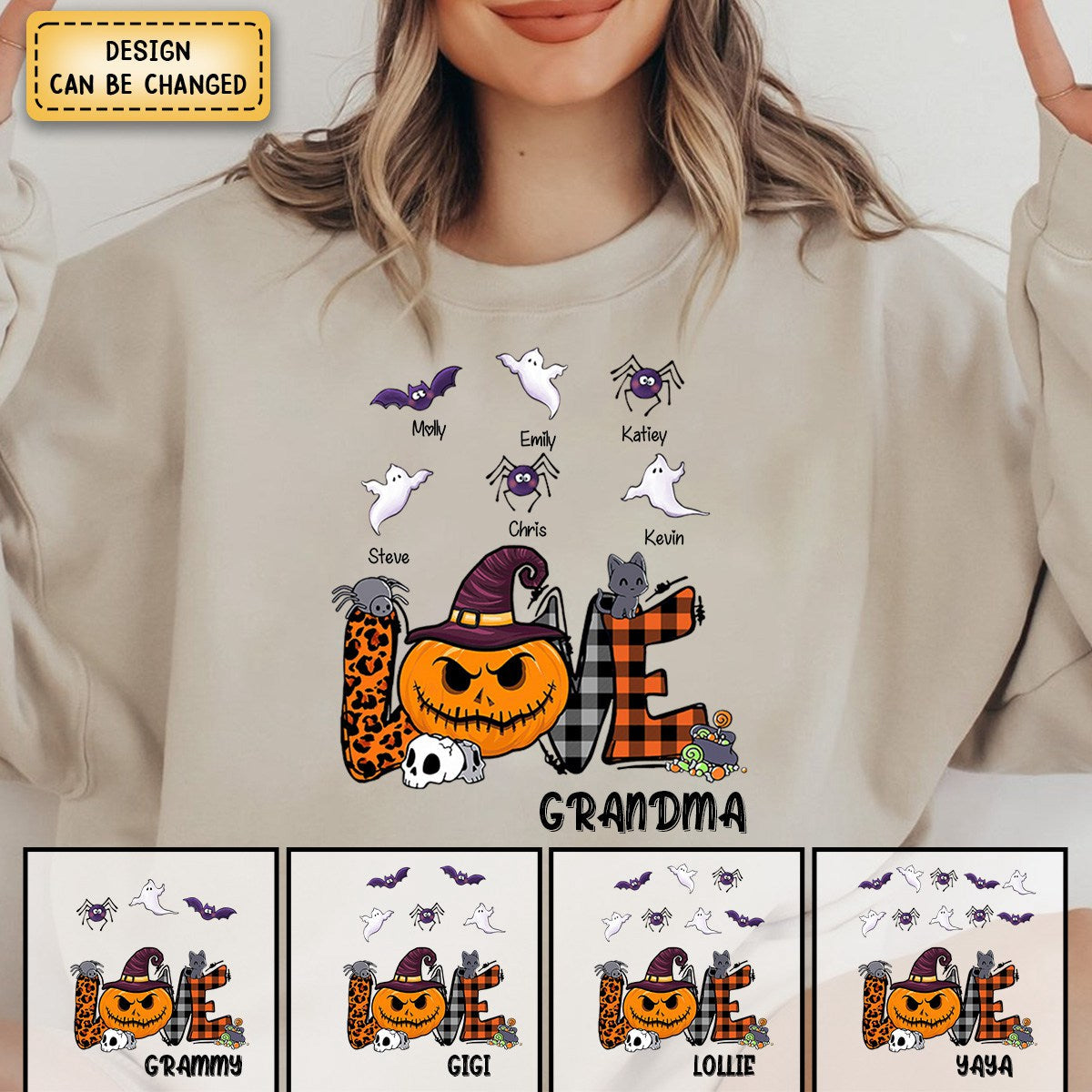 Love Halloween - Ghosts, Bats And Spiders - Personalized sweatshirt