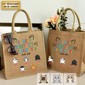Personalized Cat Mom Jute Tote Bag
