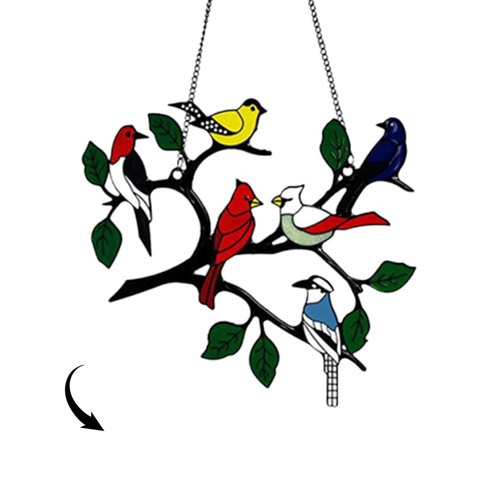 Personalized Family Photo Birds Colorful Window Pendant
