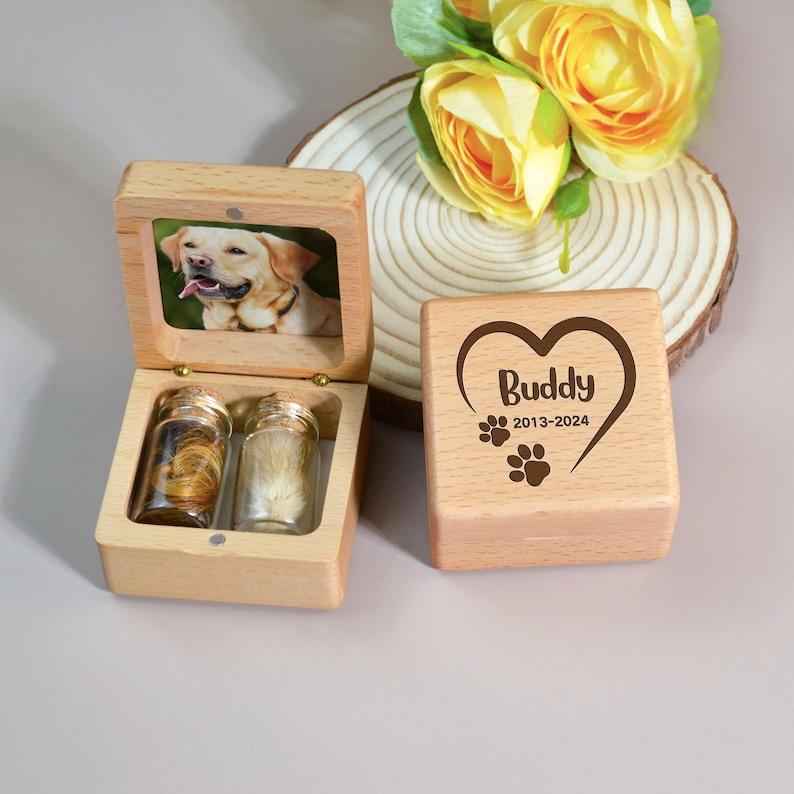 Custom Wooden Pet fur Keepsake Personalized Wooden Pet Ashes Box Pet Loss Gifts