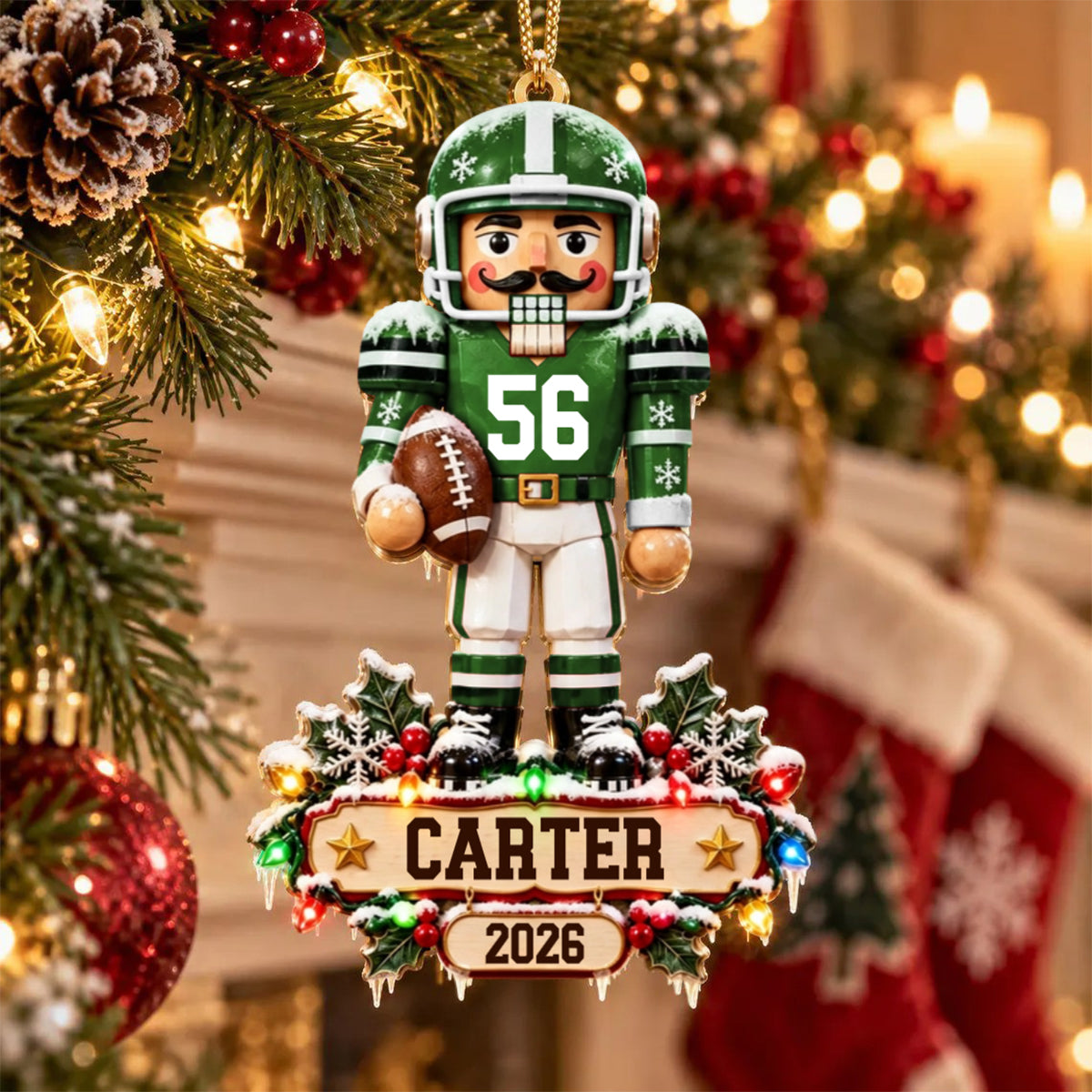 Personalized Football Nutcracker Flat Acrylic Ornament