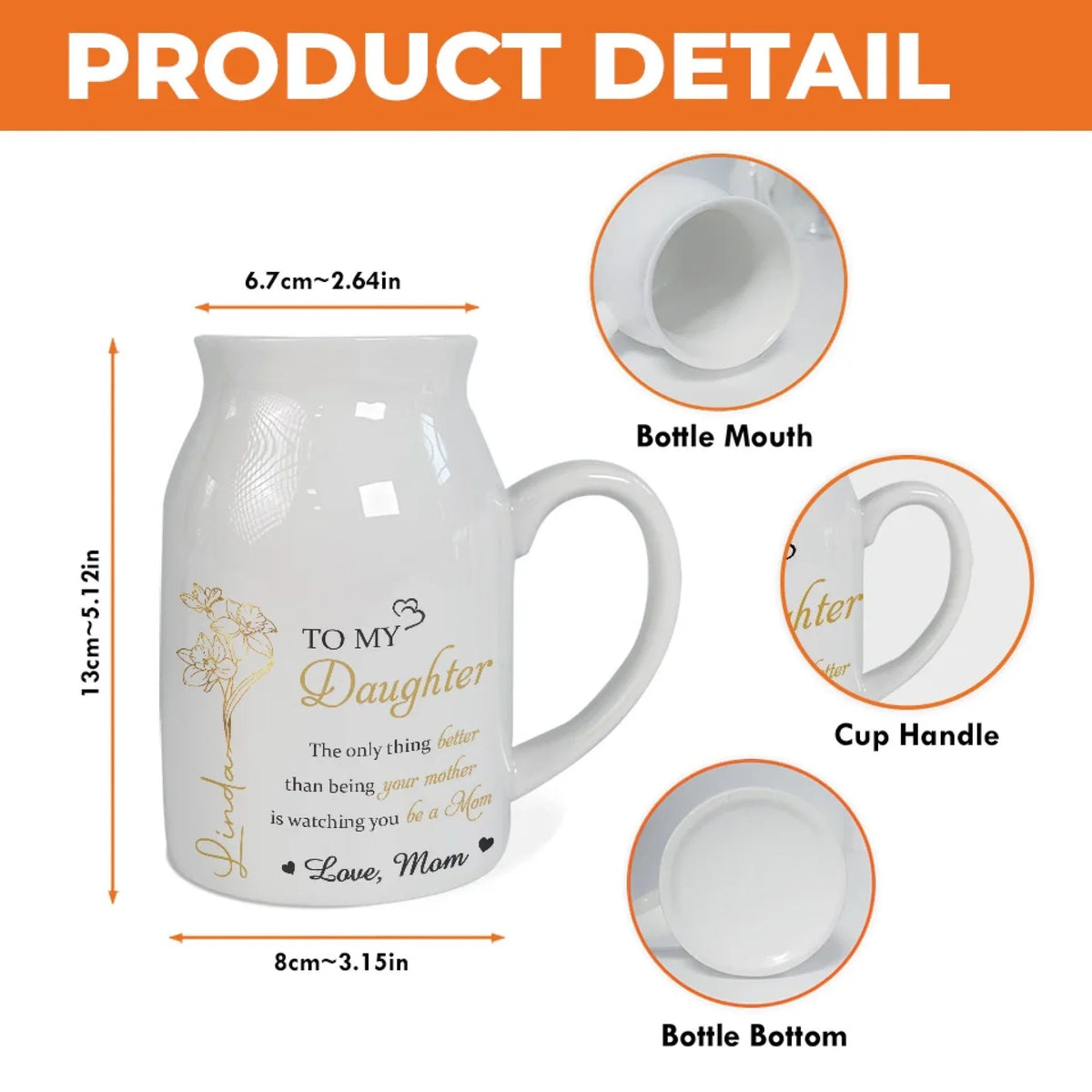 Personalized Custom Home Decor Flower Vase - House Warming Gift For Daughter, Granddaughter