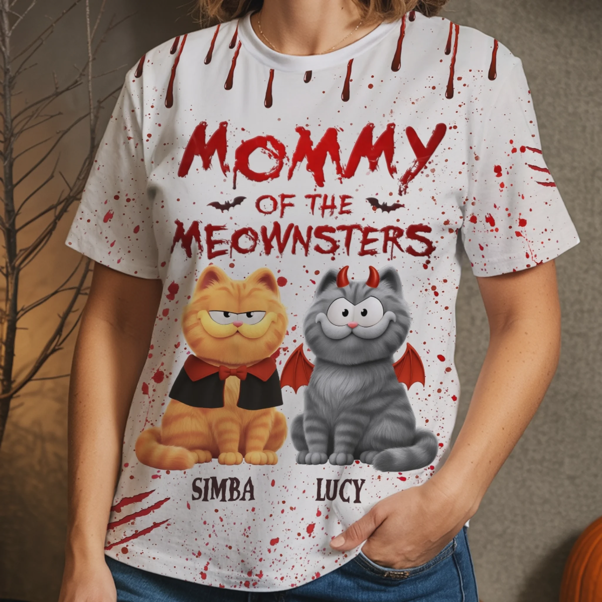 Custom Unisex T-shirt - Personalized Halloween Birthday Gifts For Cat Lovers, Cat Mom And Dad