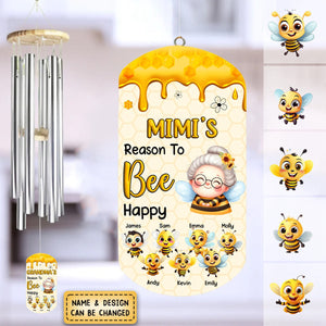 Grandma's Reasons To Bee Happy Personalized Wind Chimes