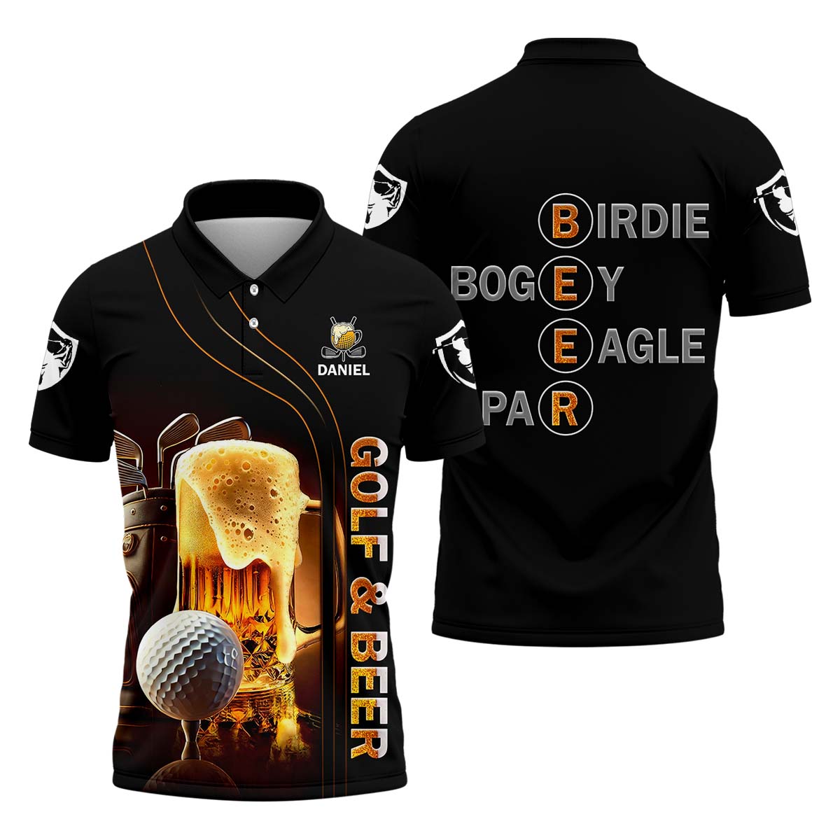 Golf And Beer - Personalized Men's Funny Graphic Golf Polo Shirt