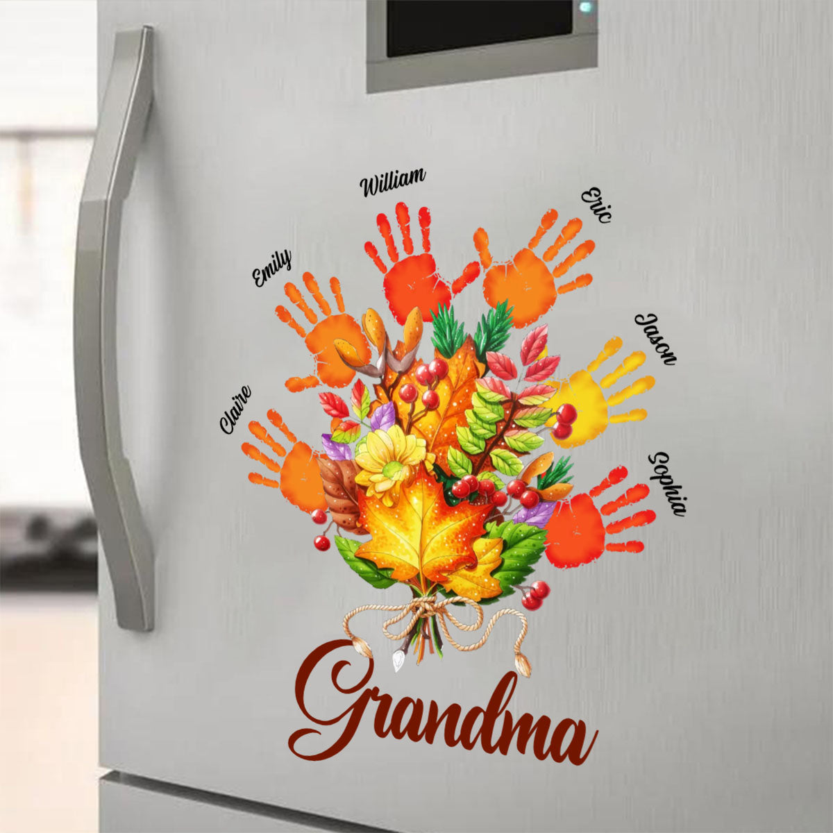 Personalized Gift For Grandma Fall Leaves Decal