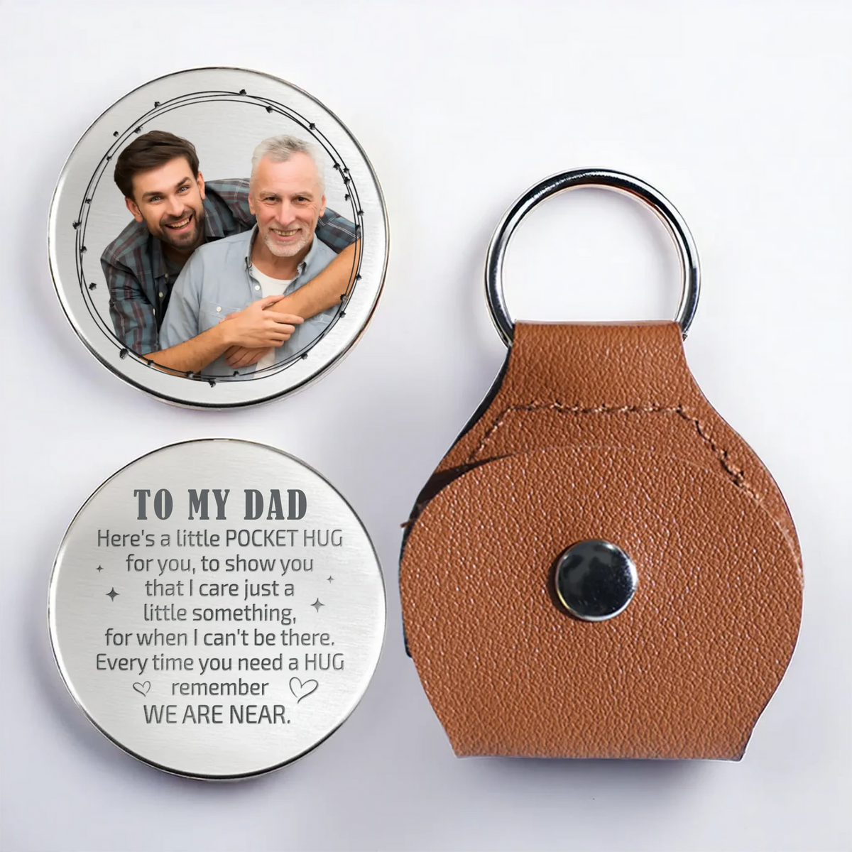 Always By Your Side - Family Personalized Photo Pocket Hug Gift For Dad, Grandpa
