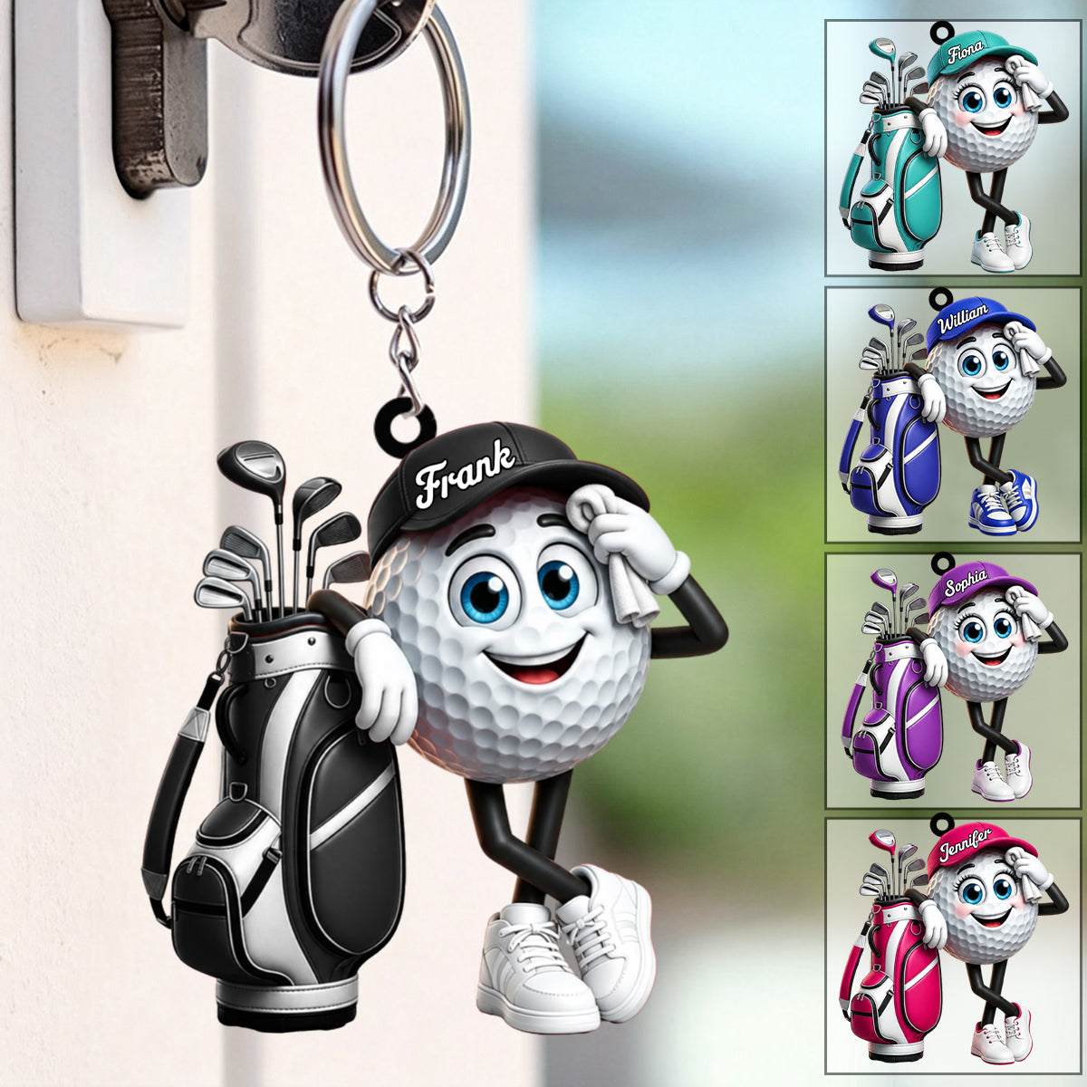 Cute Sweaty Golf Ball Mascot Keychain - Personalized Golf Mascot Keychain Gift for Male & Female Golfer