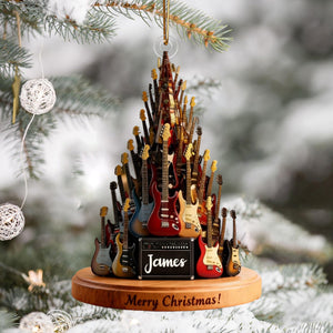 Personalized Guitar Christmas Tree Ornament,Musician Gift,Electric Guitar Holiday Decor,Music Lover