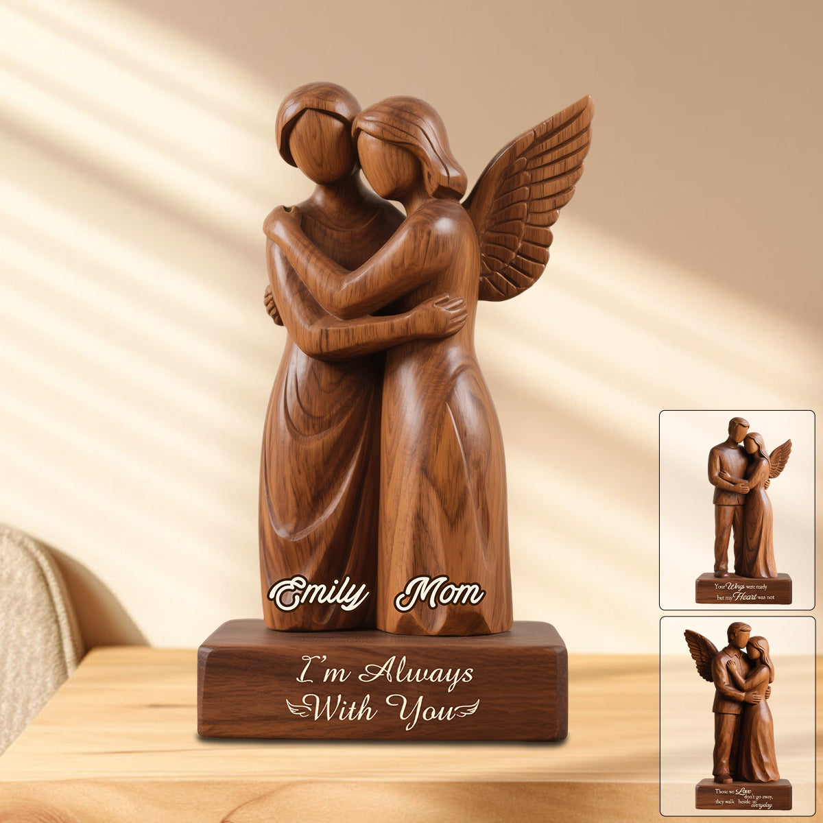 Personalized Memorial Heaven Angel Wings Hug Acrylic Plaque