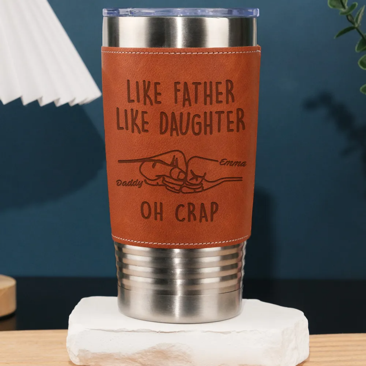 Like Father Like Daughter - Personalized Custom Engraved Leather Tumbler