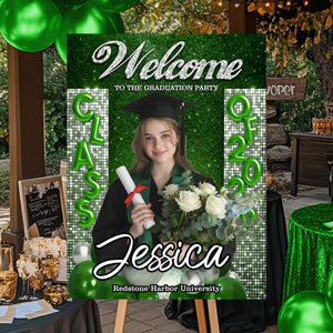 Custom Class Of 2026 - Personalized Graduation Party Welcome Sign Custom Photo Party Canvas Sign