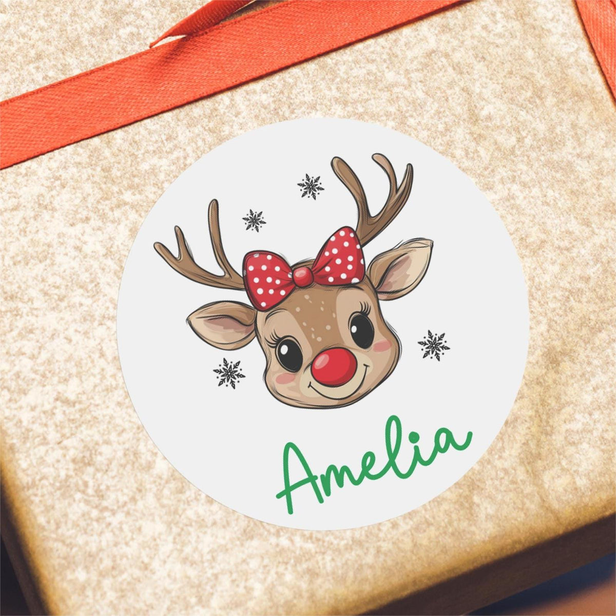 Reindeer Christmas Name Labels Personalized Holiday Gift Labels Boy Girl