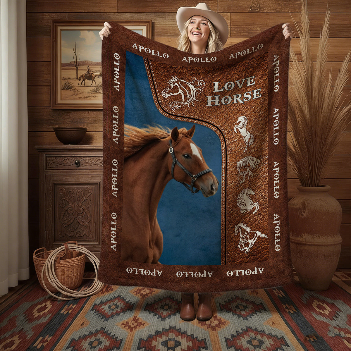 Upload Image Love Horse Blanket - Personalized Gift for Horse Lover