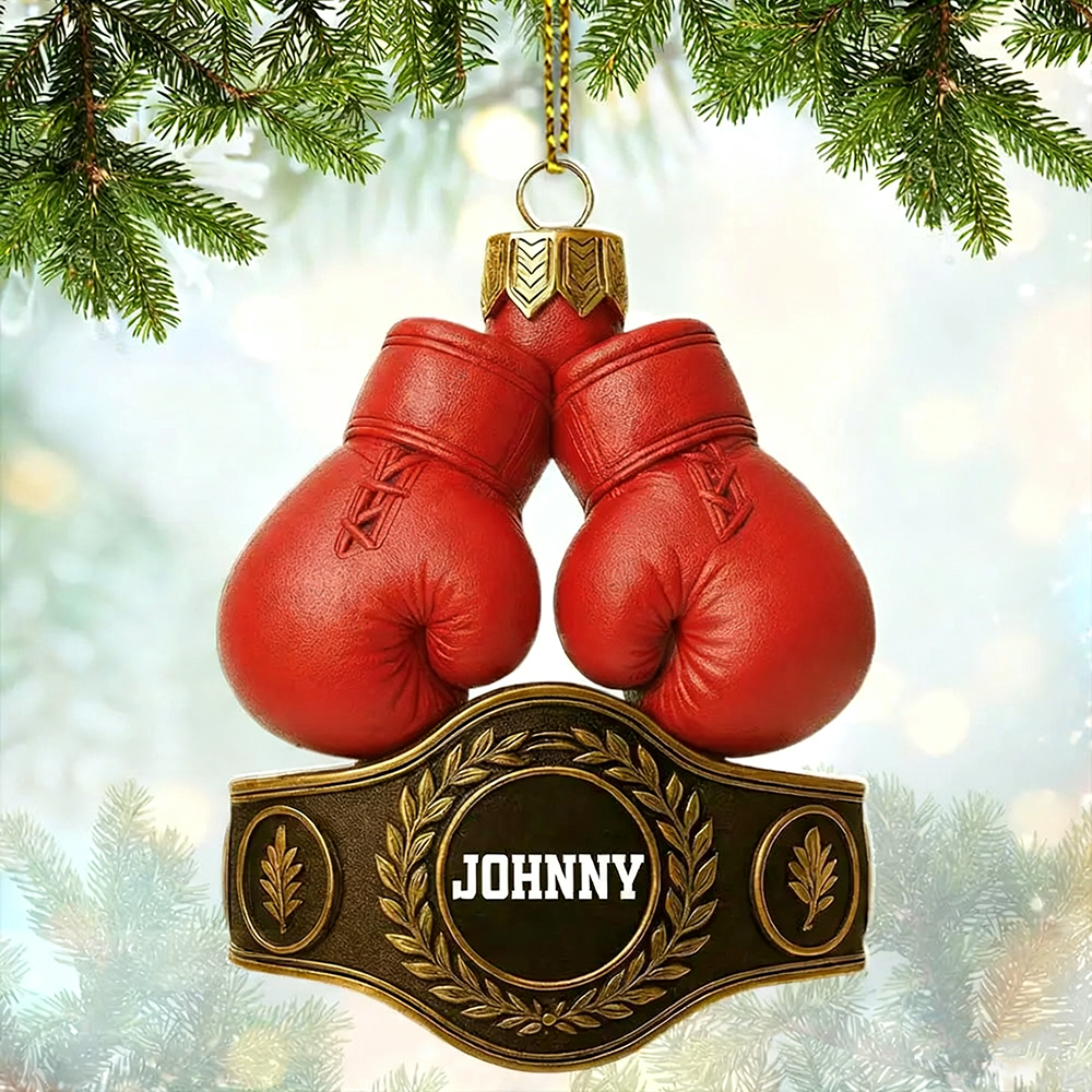 Personalized Boxing Gloves And Championship Belt Christmas Ornament