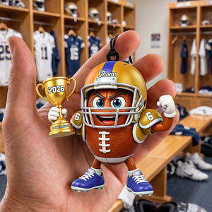 Personalized Cute American Football Mascot Acrylic Hanging Ornament | Unique Gift For Football Fans