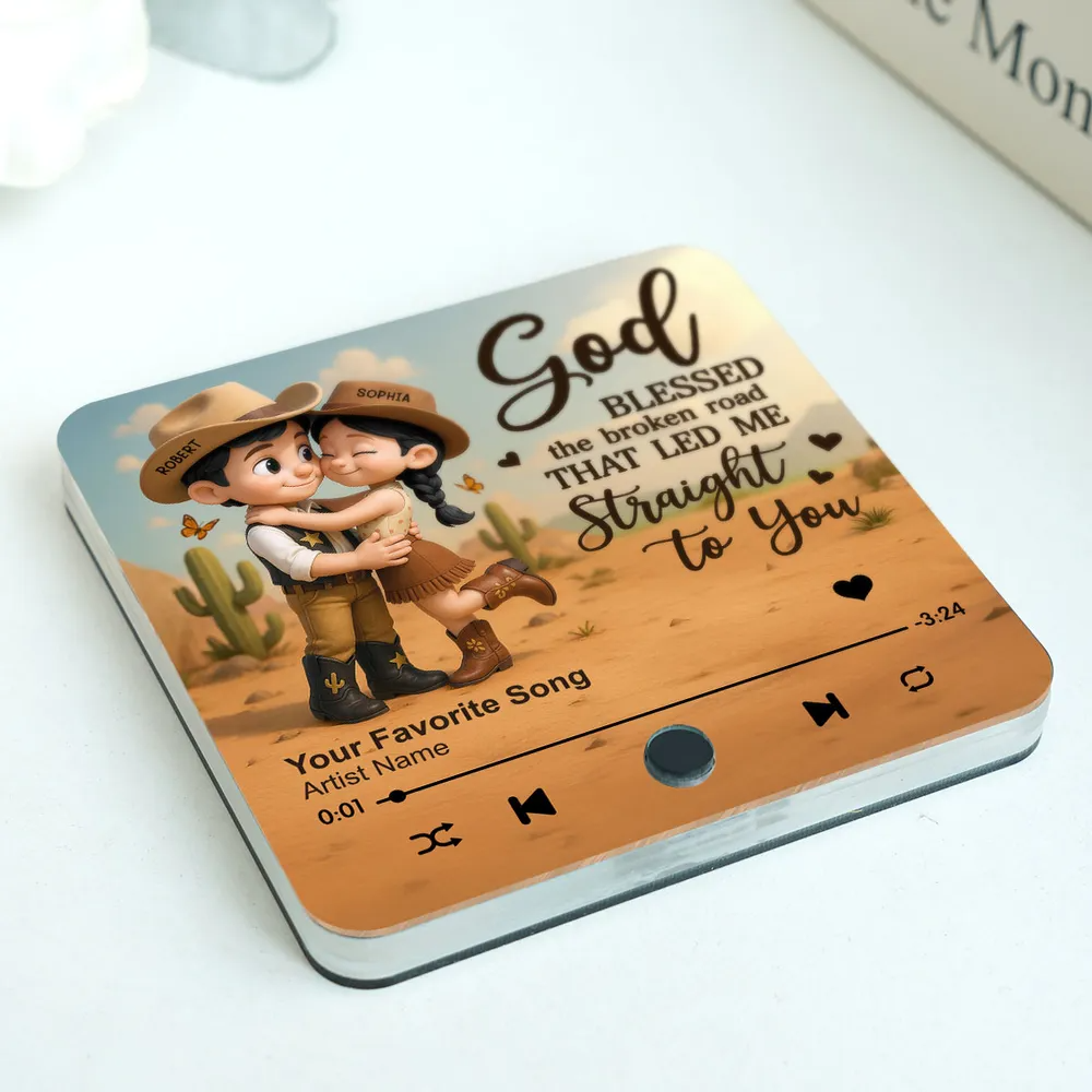 You & Me We Got This Cartoon Countryside Couple Cowboy Cowgirl Personalized Music Fridge Magnet