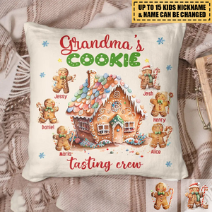 Personalized Custom Pillow Christmas Gift For Grandma Family Members-Grandma's Cookie Tasting Crew