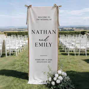 Personalized Wedding Welcome Sign – Custom Fabric Banner for Weddings, Bridal Showers & Special Events