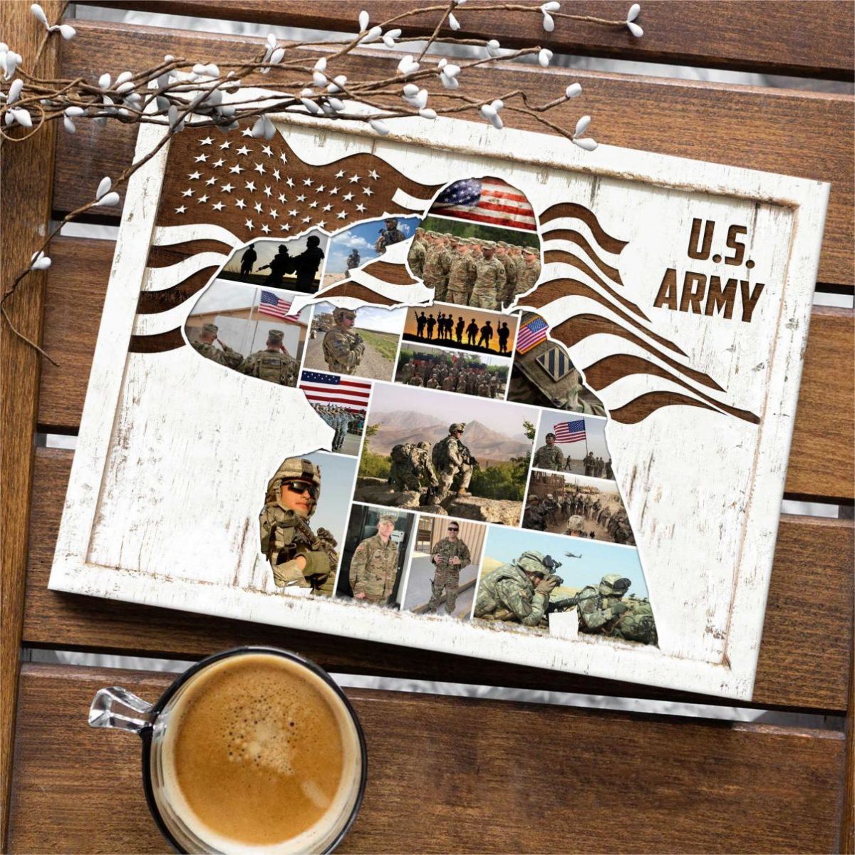 US Army Photo Collage Canvas/Poster Personalized Military Gift, Gift For Soldier