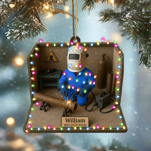 Personalized Welder Man Christmas Custom Acrylic Ornament, Gift For Welder