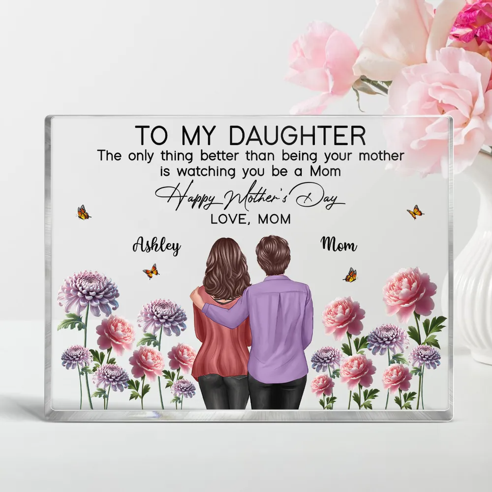 To My Daughter From Mom Happy Mother's Day Birth Flower Personalized Acrylic Block Plaque