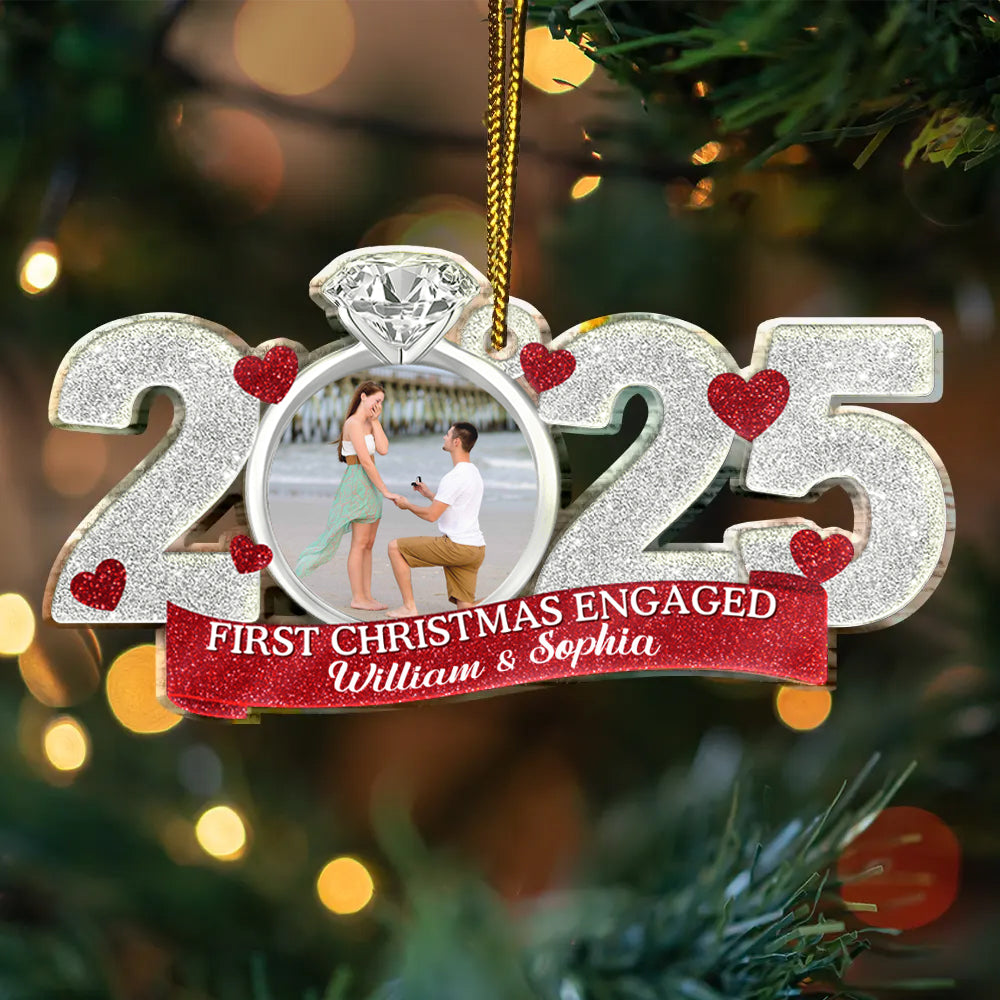 Custom Photo First Christmas As Mr. & Mrs. - Personalized Acrylic Ornament Married, Engaged Gift