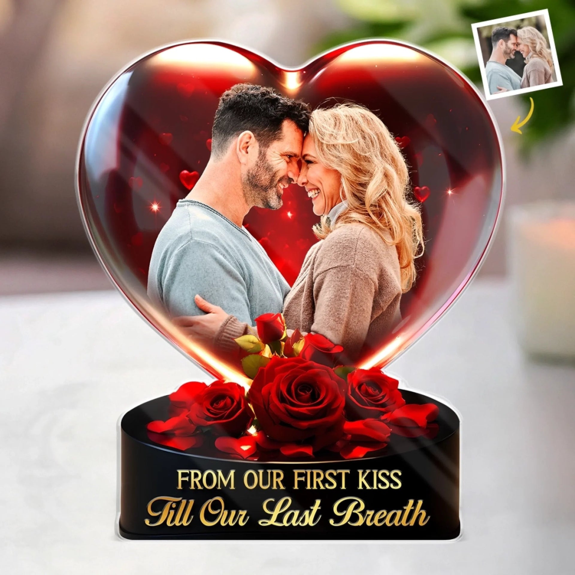 From Our First Kiss, Till Our Last Breath - Couple Personalized Photo Acrylic Plaque Gift For Husband Wife