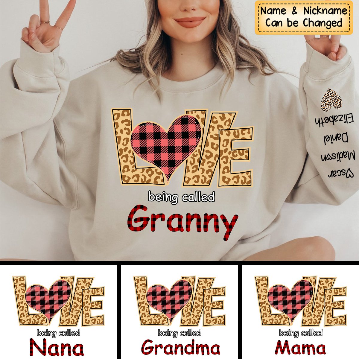 Love Being Called Grandma, Leopard And Grandkids Personalized Sweatshirt