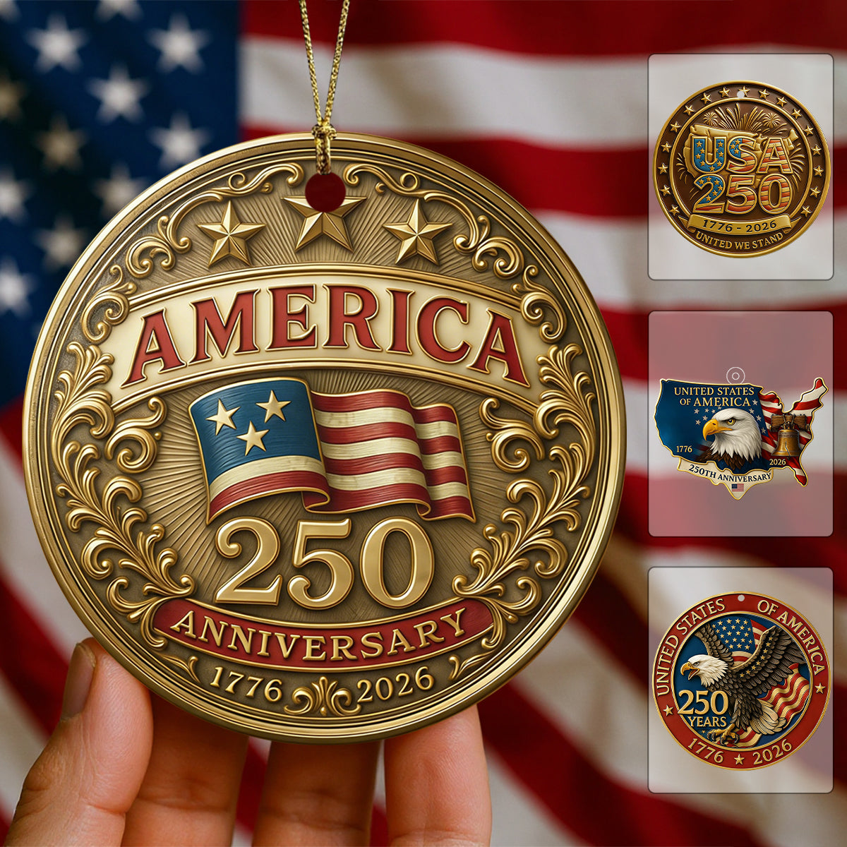 Personalized Acrylic Ornament - 250 Years Anniversary of America 1776–2026 Ornament
