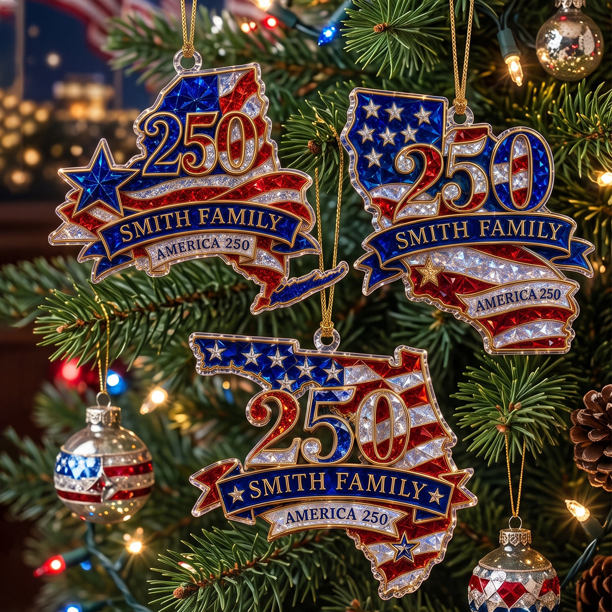 Personalized "The State Pride" Acrylic Hanging Ornament – Celebrating America 250th Anniversary | Luxury Patriotic Gift