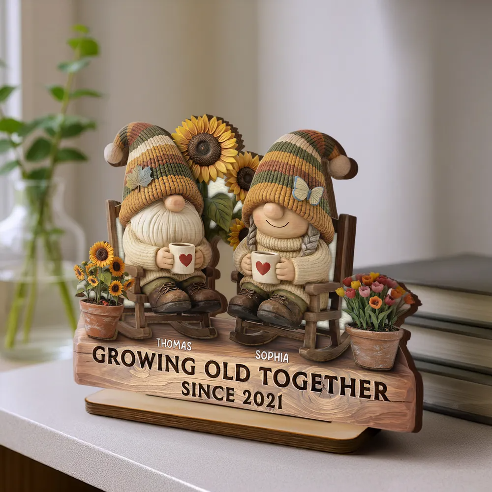 3D Effect Couple Grow Old Together - Personalized Wooden Plaque - Perfect Valentine's Day Gift For Him, Gift For Her