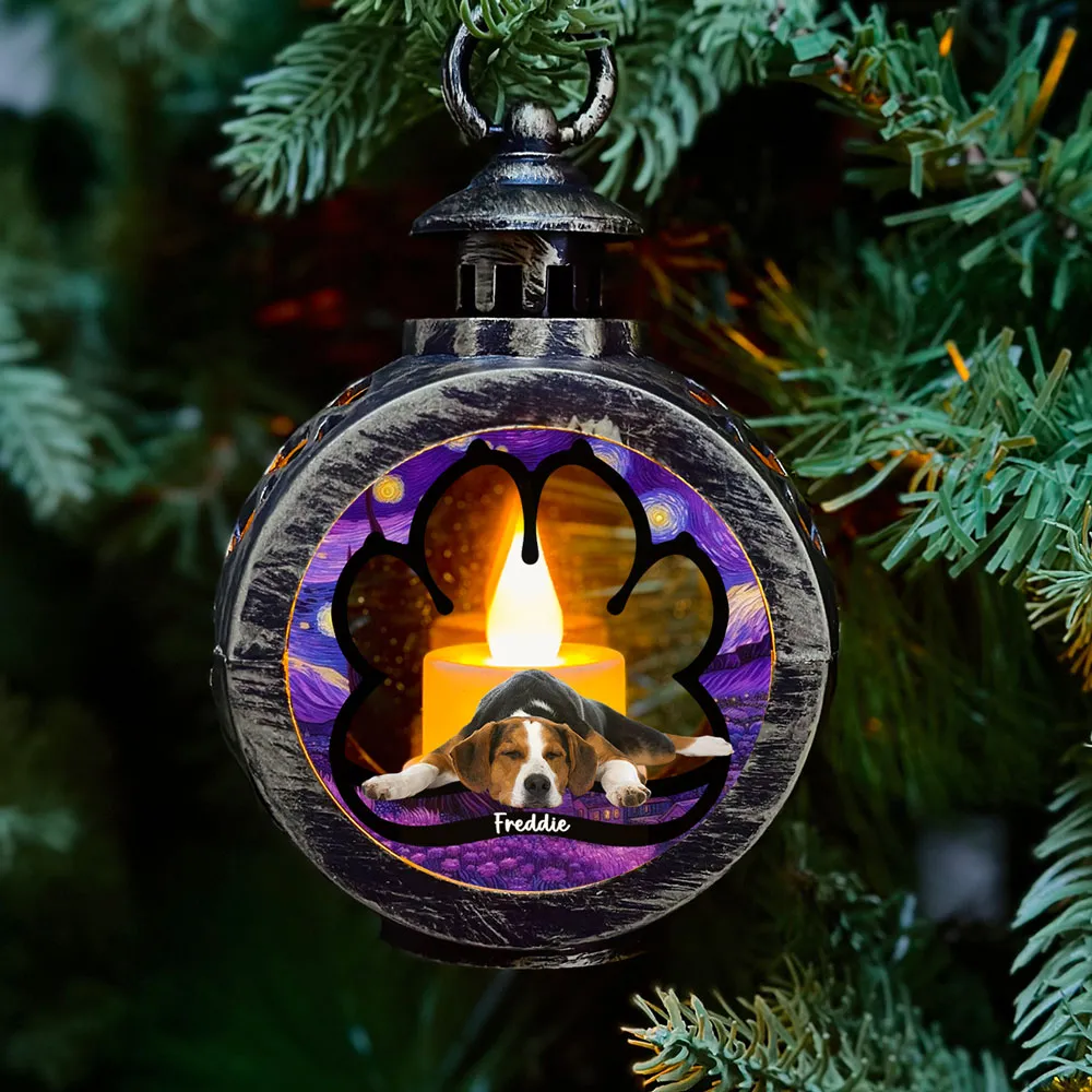 Dog Lay Here With Me - Personalized Custom Christmas Lantern Gift For Pet Lover