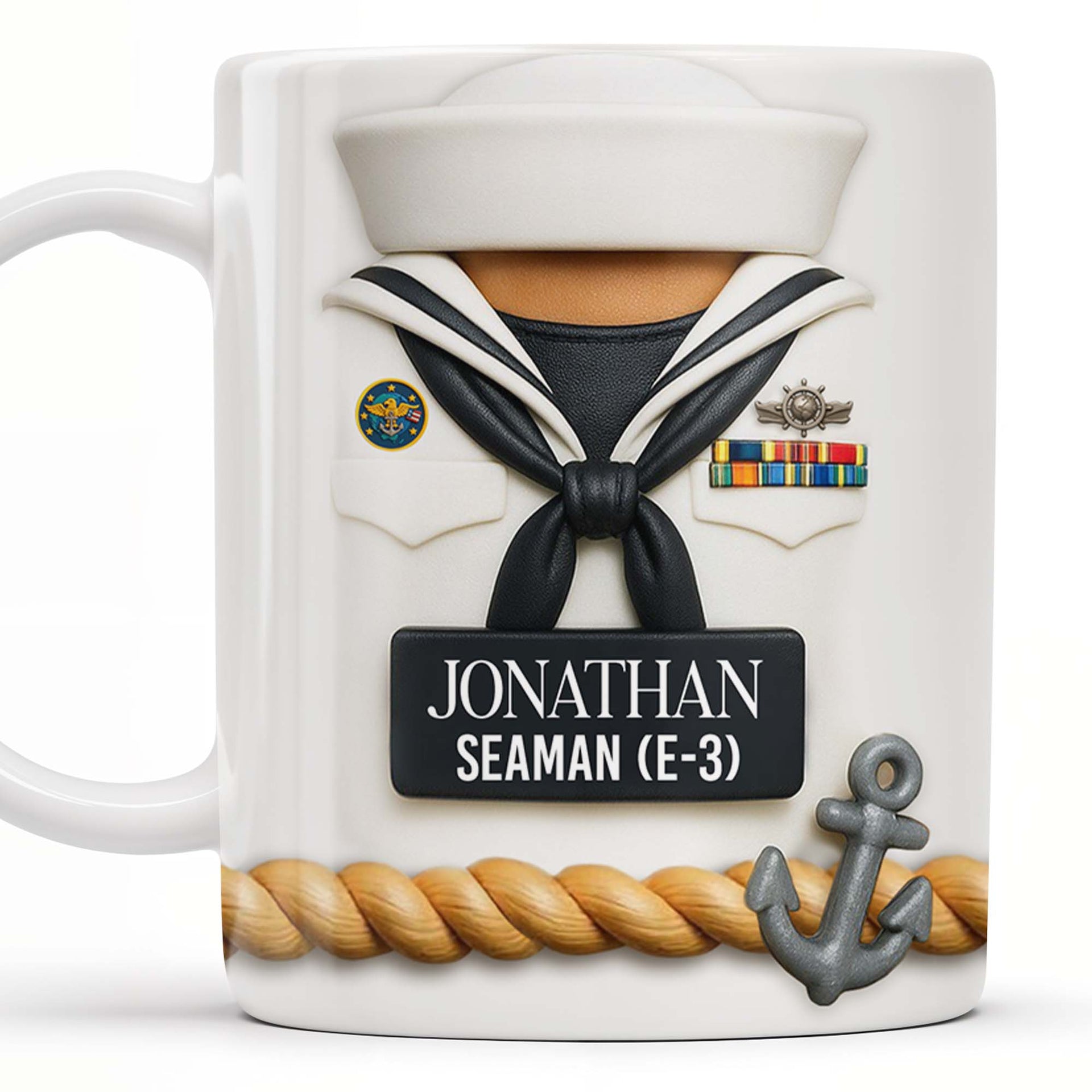 Celebrate Our Navy Heroes With Custom Navy Uniform And Anchor Design, Personalized Custom Coffee Mug