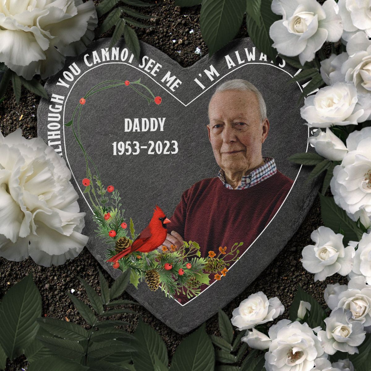 I'm Always With You Memorial Gift - Personalized Photo Garden Stone