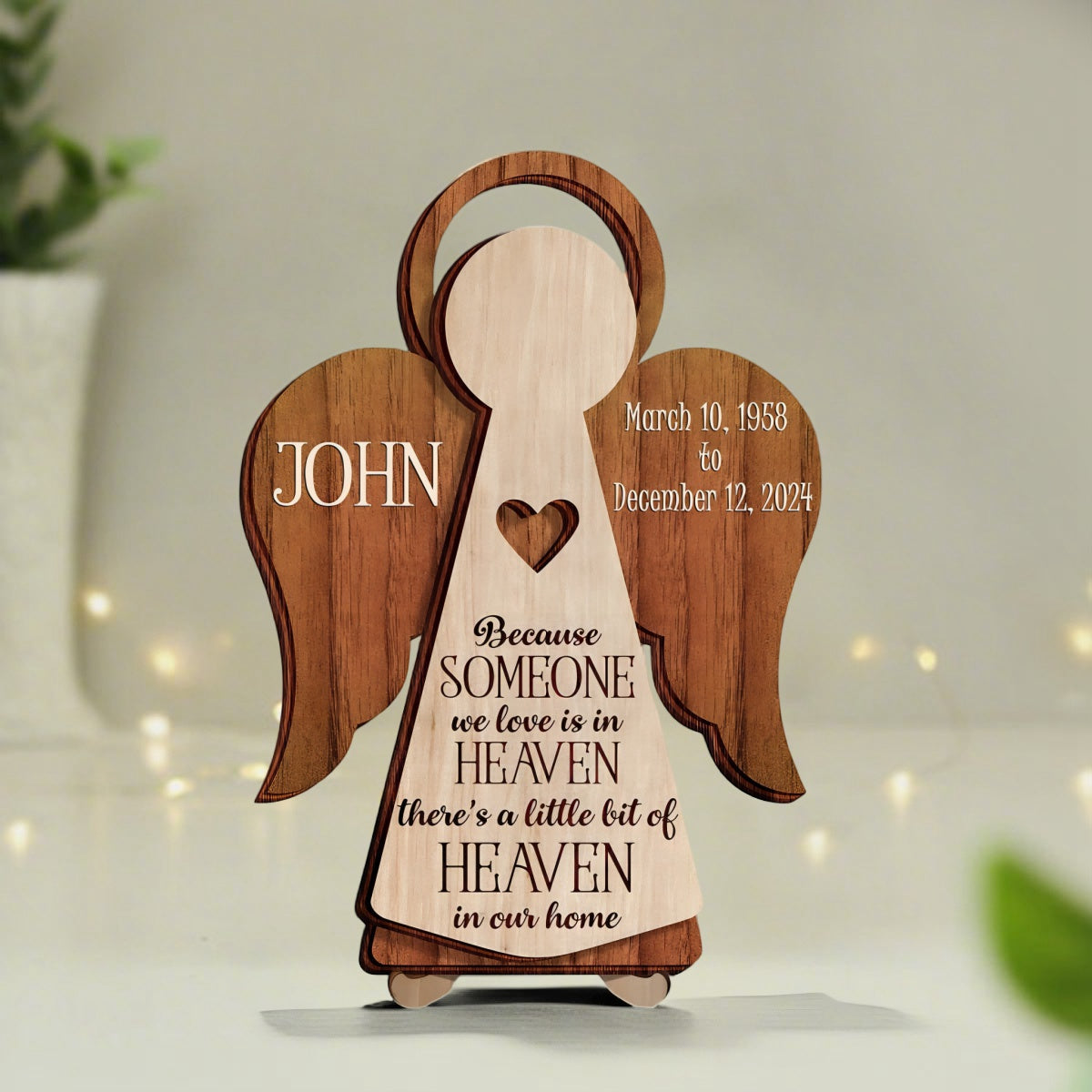 Memorial Angel 2-Layer Wooden Plaque Personalized Sympathy Gifts