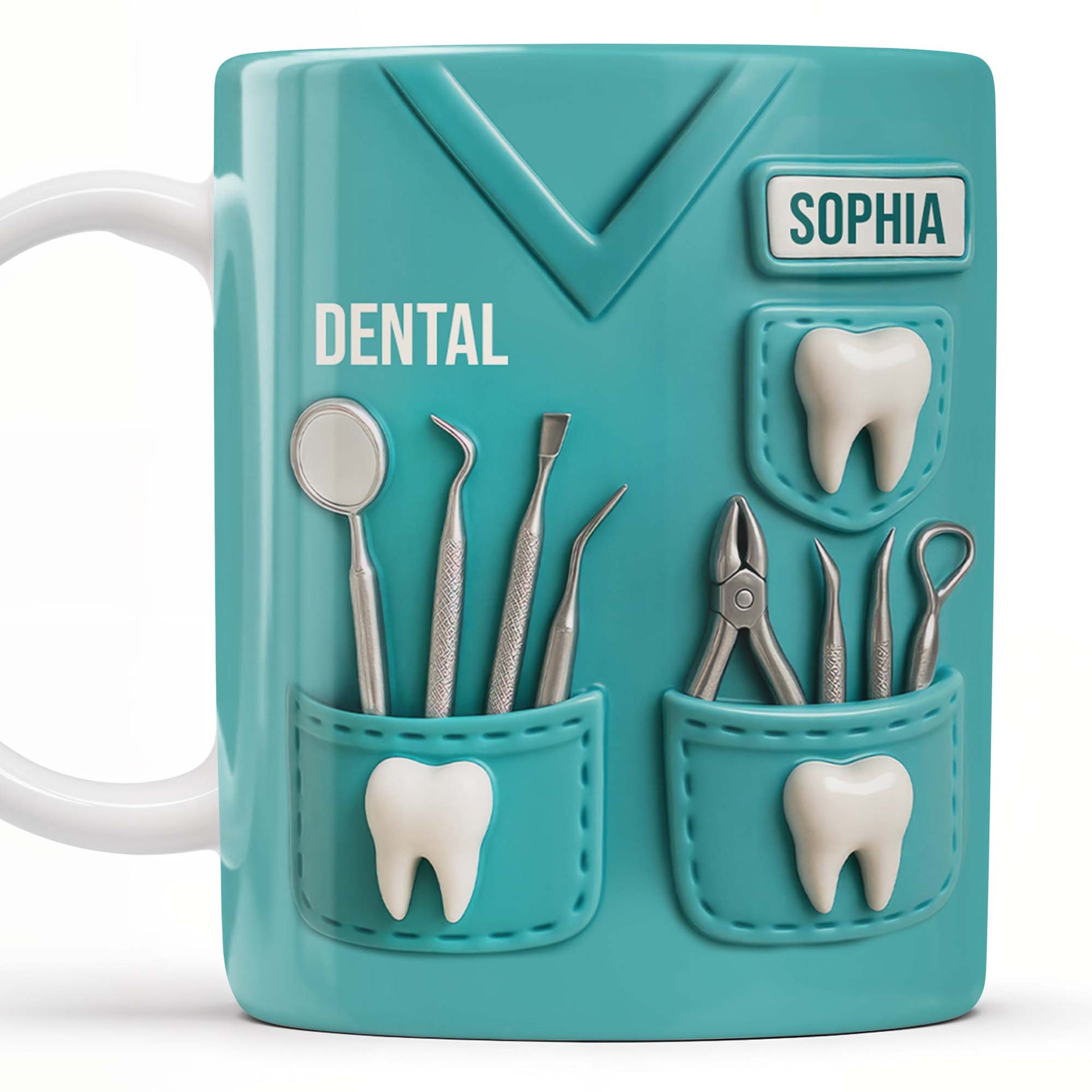 Personalized Dental Coffee Mug Featuring Dental Equipment Designs Gift For Dentists