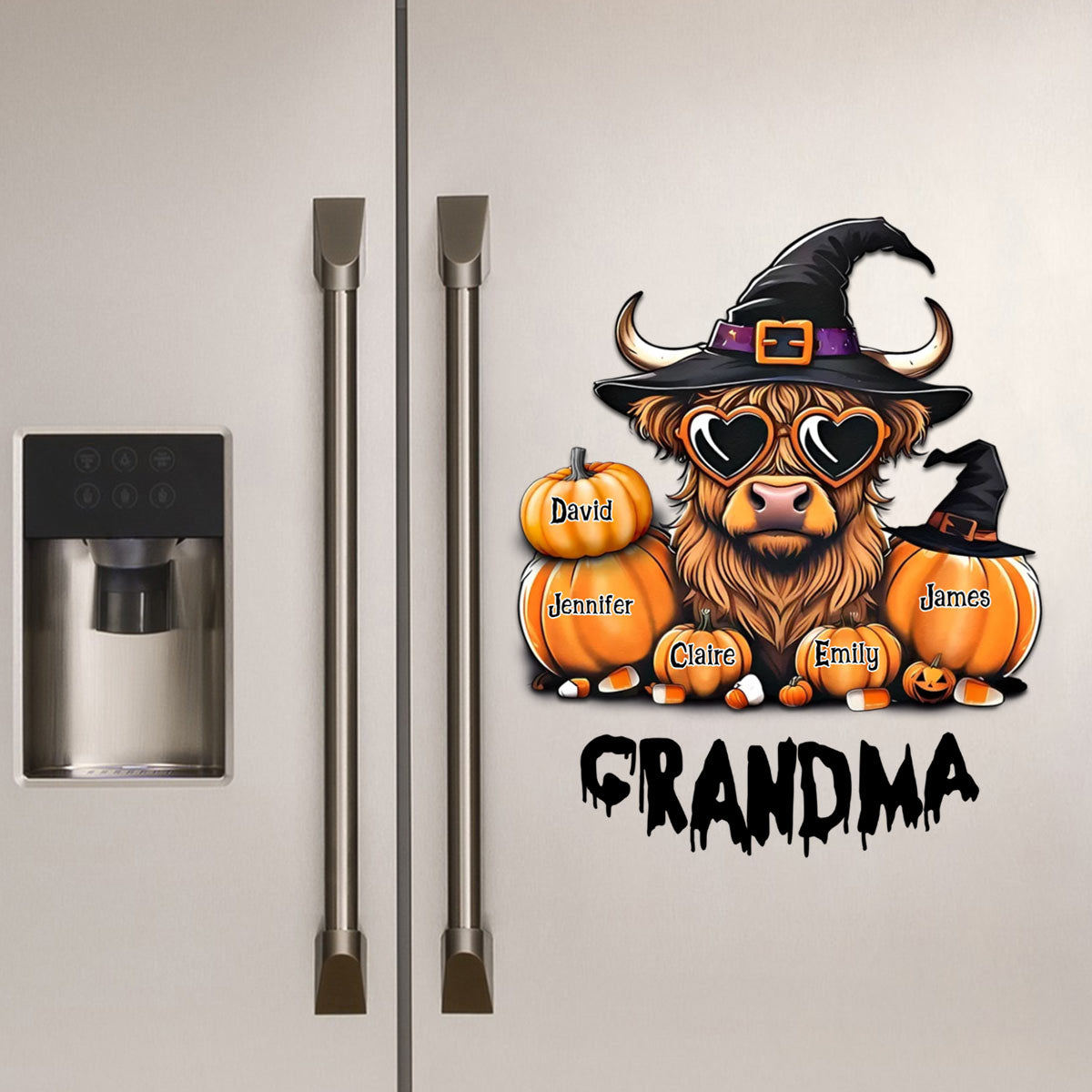 Personalized Gift For Nana Grandma Halloween Highland Cow Decal