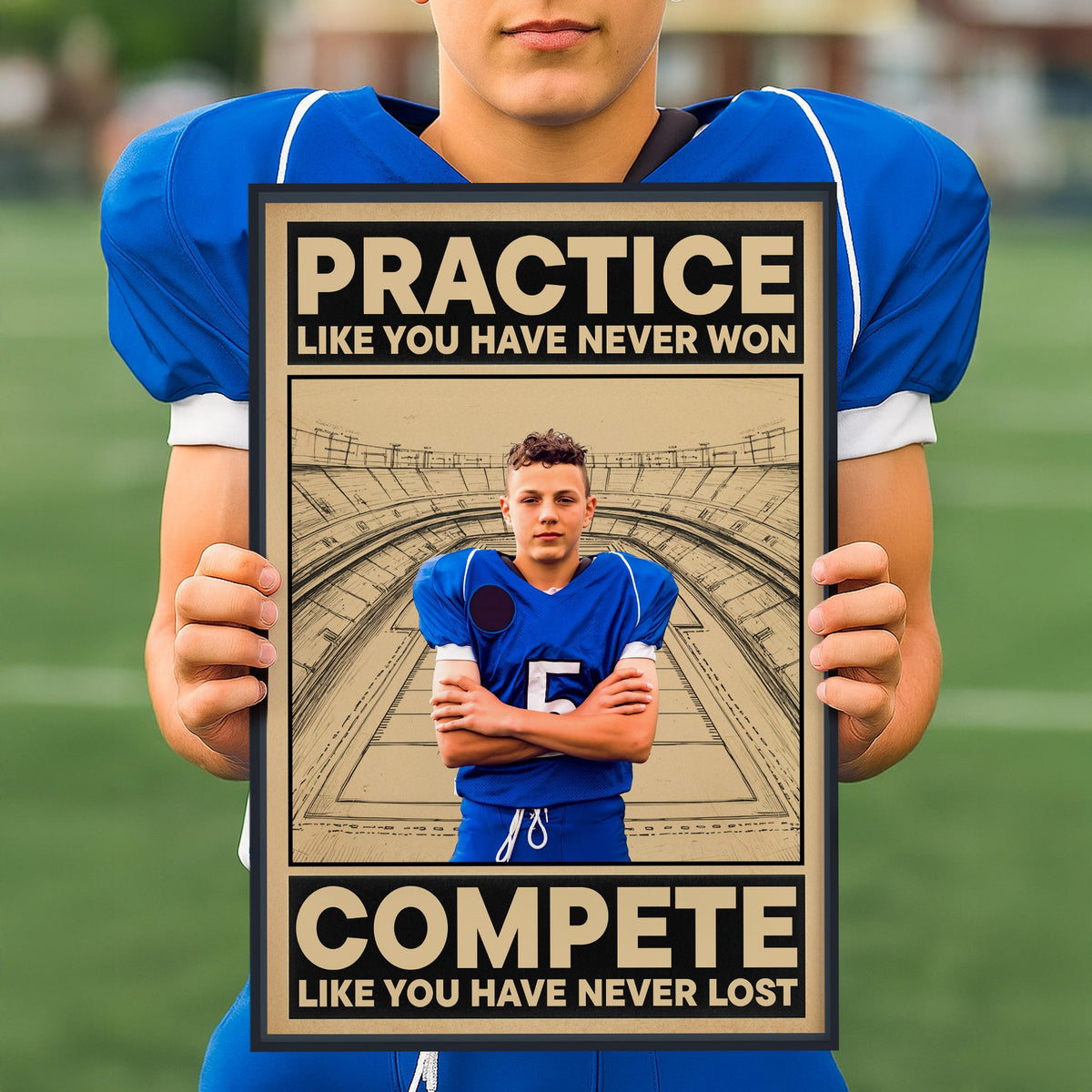 American Football Practice Like You Have Never Won - Personalized Photo Poster Gift