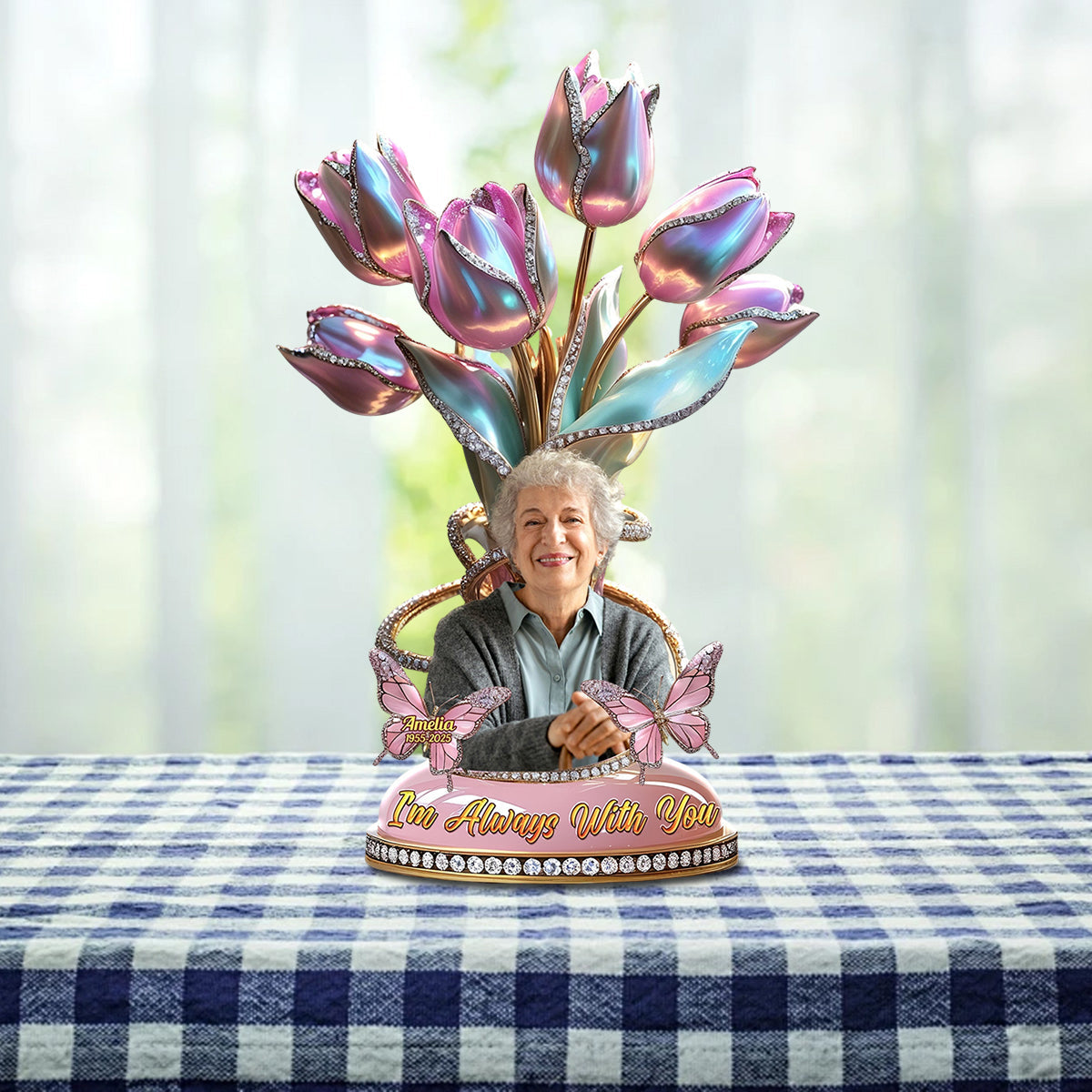 Personalized Memorial Flower Heaven Plaque - Custom Photo Gifts For Loved Ones