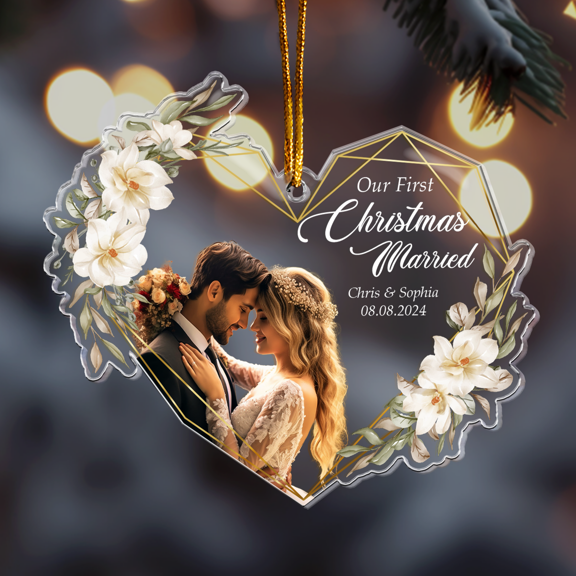 Our First Christmas Married As Mr & Mrs Custom Photo Personalized Acrylic Ornament