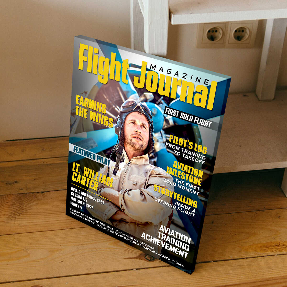 Personalized Flight Journal Magazine Cover Canvas, Gift For Pilot, Aviation Gift, Unique Gift For Aviation Lovers