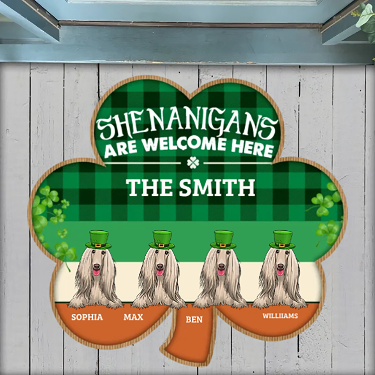 Personalized Shamrock Shaped For Dog Lovers Rug