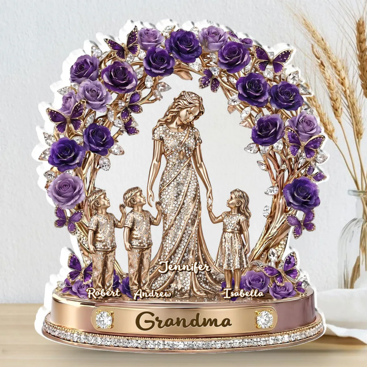 Mom Grandma Love Kids Grandkids-Personalized Acrylic Plaque