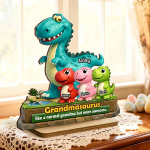 Grandmasaurus More Awesome - Personalized 2-Layered Wooden Plaque Gift for Grandma