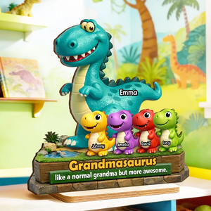 Grandmasaurus More Awesome - Personalized 2-Layered Wooden Plaque Gift for Grandma